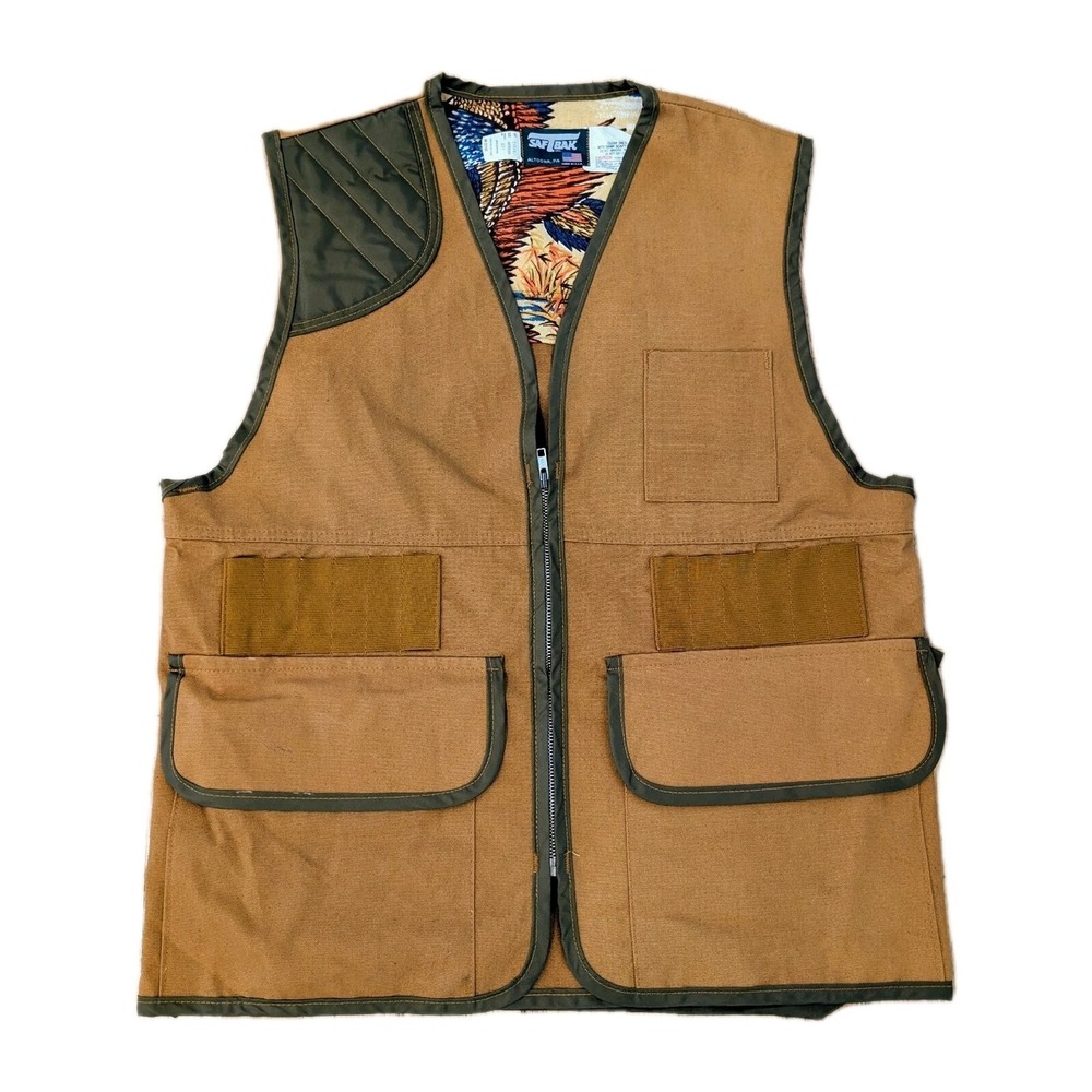 Vintage SafTbak Canvas Game Hunters Vest Size M Bird Pheasant Pouch Altoona